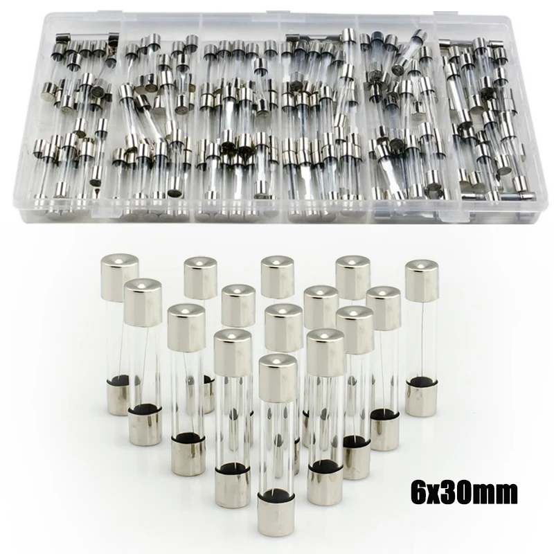 

120pcs 6*30 Fast Blow Glass Fuse Assorted Kit 250V 5A 10A 15A 20A 25A 30A Quick Blow Fast Fuse for Circuit Protection