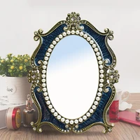 luxury vintage cosmetic makeup decorative mirror bathroom vanity house round table mirror decoration home espejo bohemian decor