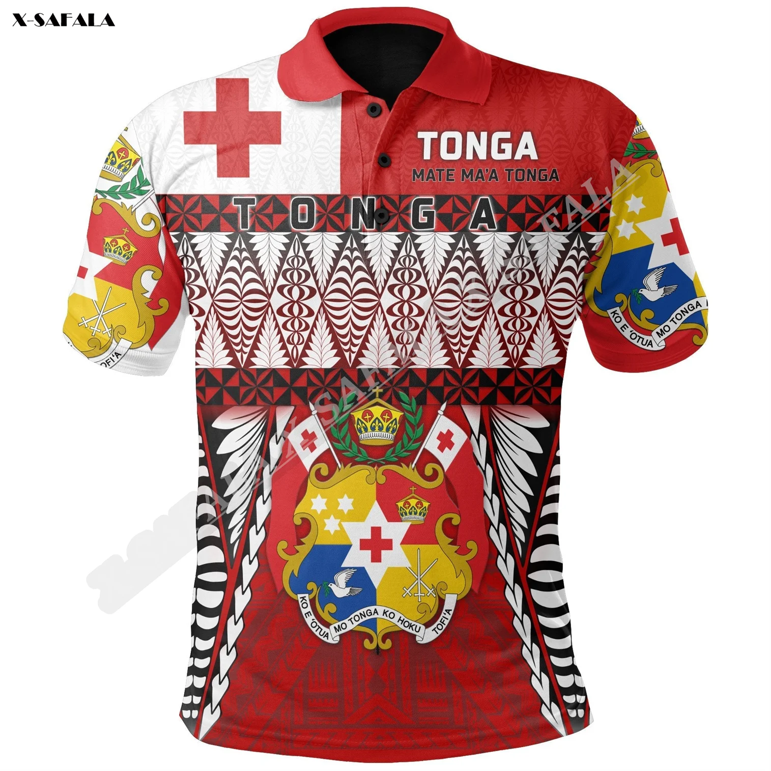 

Высококачественная Мужская футболка-поло Tonga Mate Maa для регби с 3D принтом, воротник с коротким рукавом, дышащая футболка