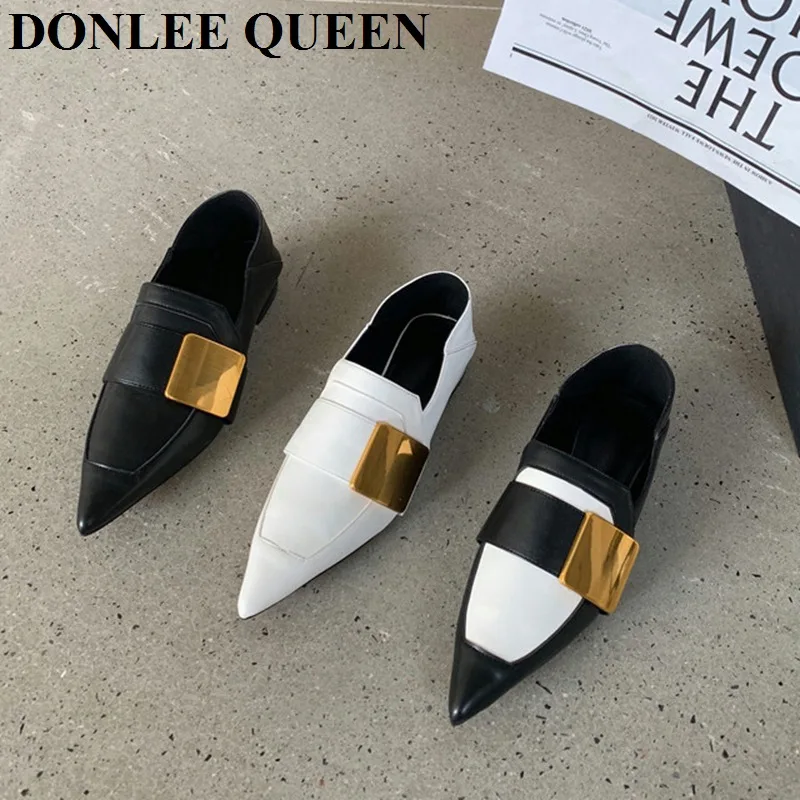 

Autumn Flats Female Shoes Women Pointed Toe Ballet Metal Rivet Shallow Ballerinas Soft Moccasins Brand Loafers Zapatillas Mujer