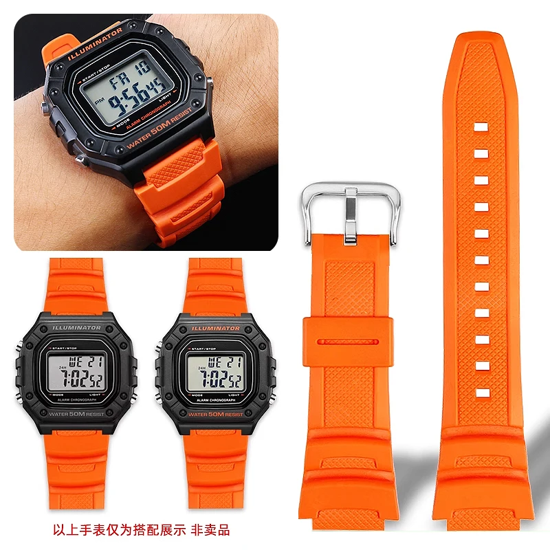 Фото Ремешок из силиконовой смолы 18 мм для Casio DW-291H/290 W-218H/219H AQ-S810W AEQ-110W AE1200/1300, спортивный водонепроницаемый ремешок для часов, браслет №1