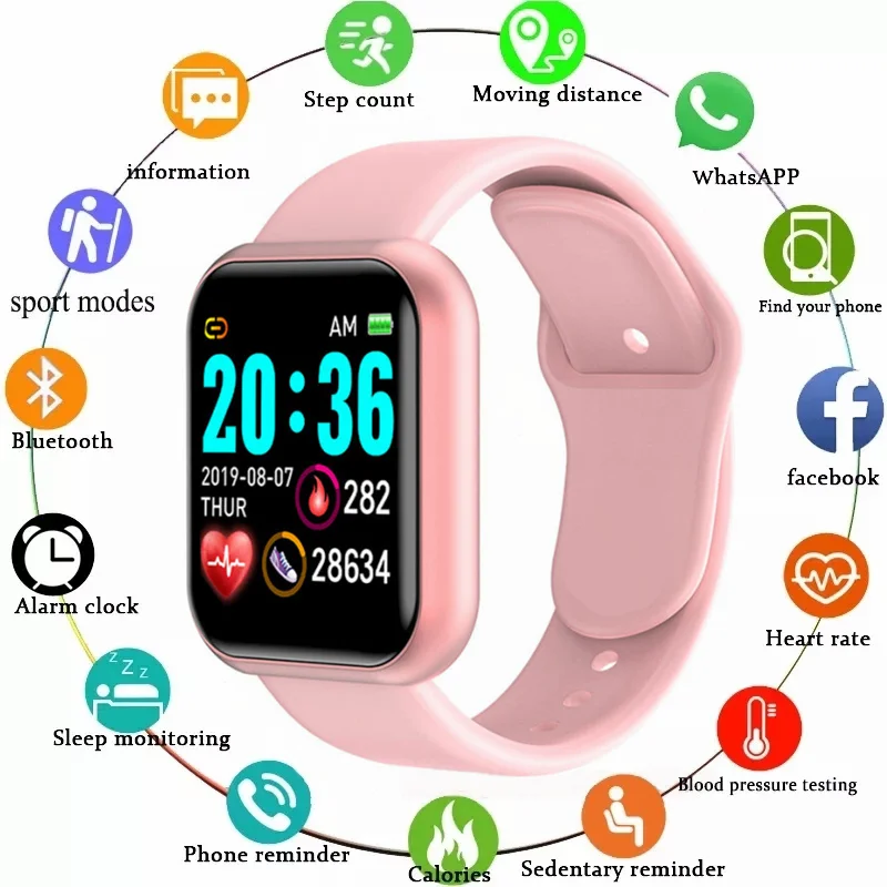 

Multifunctional Smart Watch Women Men Bluetooth Connected Phone Music Fitness Sports Bracelet Sleep Monitor Y68 Smartwatch D20