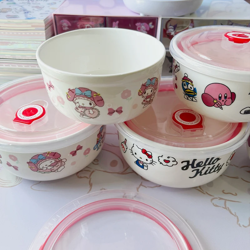 

Милая стеклянная миска в японском стиле Hello Kitty Kirby My Melody, фруктовый Ланч-бокс, Чиппер, студенческий Ланч-бокс, герметичная миска