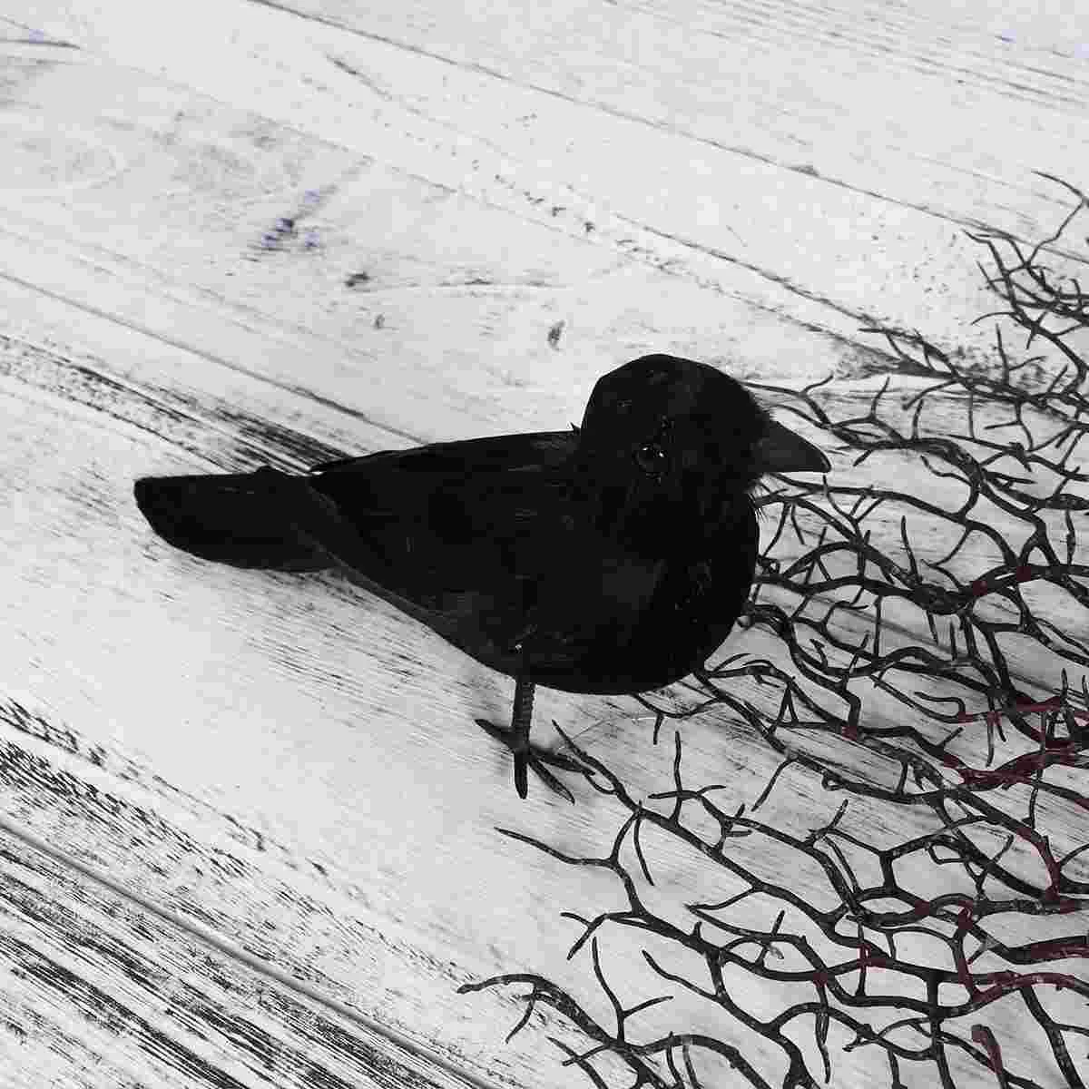 

Crow Crows Ravens Black Artificial Birds Bird Realistic Fake Prop Feathered Decor Decoration Stand Flying Props Ornament Statue