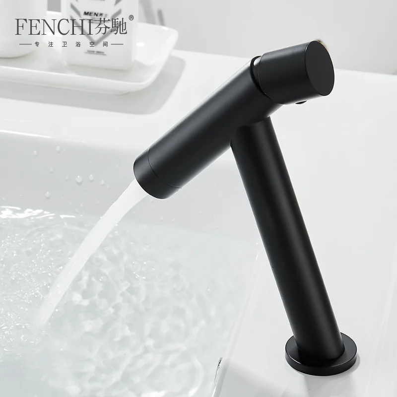 

All copper hot and cold faucets Black simple personality creativity Platform basin Toilet Household wash basin