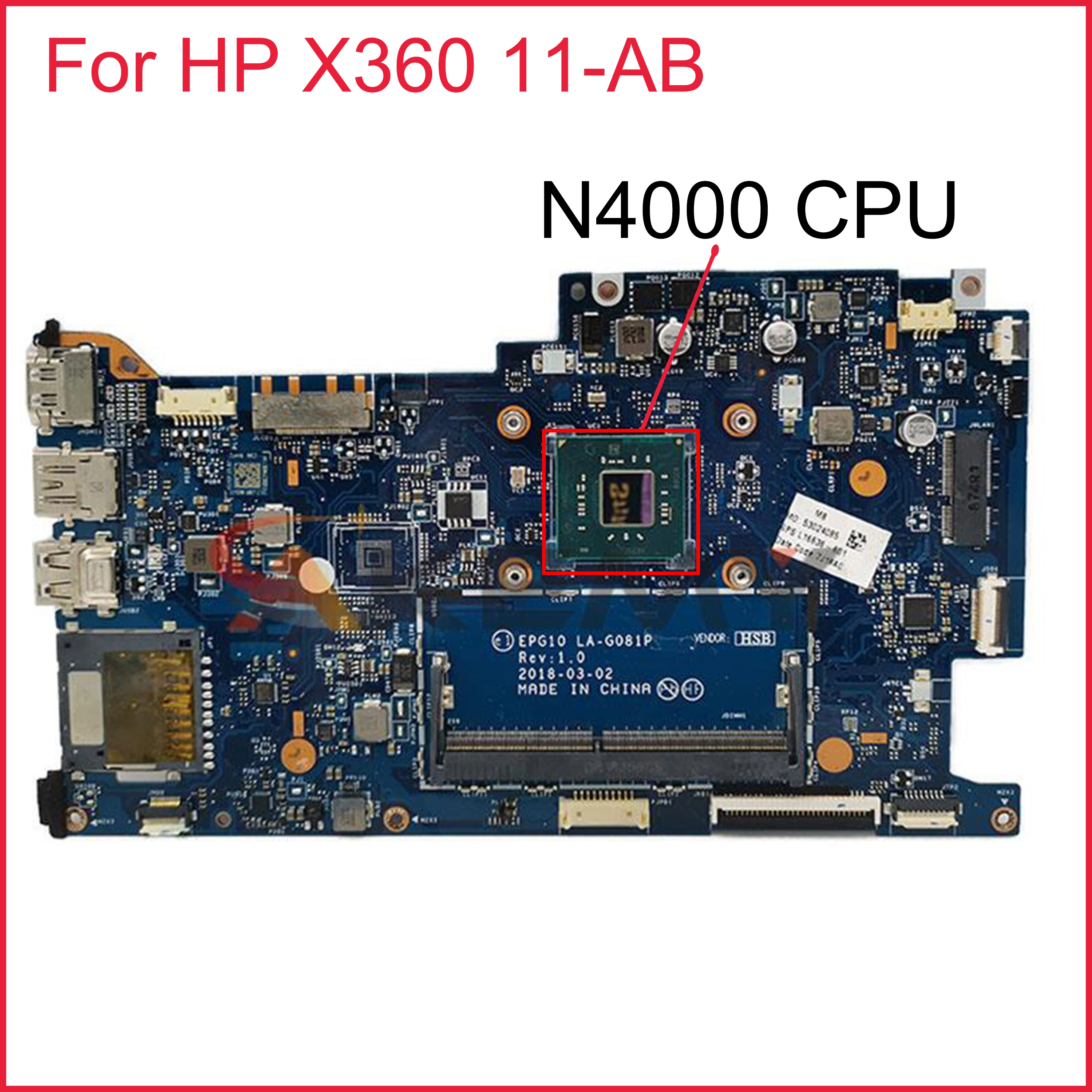 

100% рабочая материнская плата HP X360 11-AB с процессором n4000