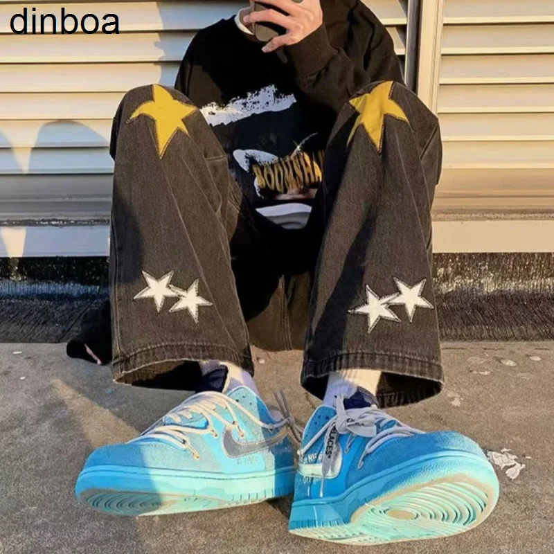 

Star Embroidery Baggy Y2k Jeans Women Harajuku High Street Vintage High Waisted Jeans Woman Loose Casual Wide Leg Jeans Pants