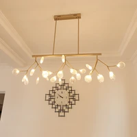 nordic wrought iron restaurant blackgold chandelier simple modern light luxury lighting creative long living room glass lamp