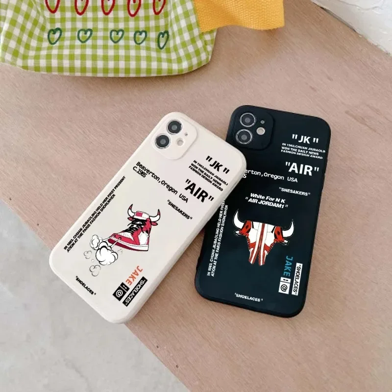 INS Hot SNEAKERS Off AIR Sports Shoes Brand Phone Case For Iphone 11 12 13 Pro Max Mini 14 15 16X XS XR Plus White Label Cover
