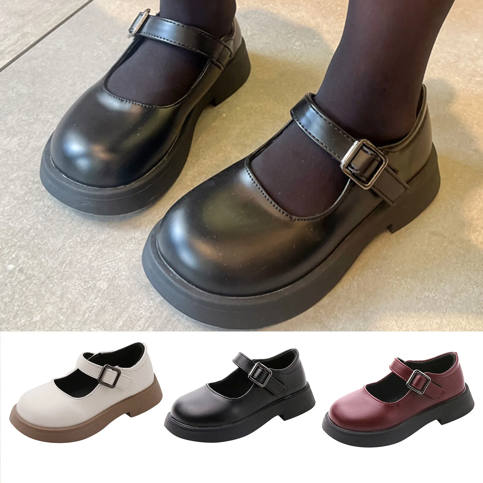 

Fashion Spring Summer Children Casual Shoes Girls Thick Sole Slip On Buckle Comfortable Solid Color Toddler Girl Boots Size 9