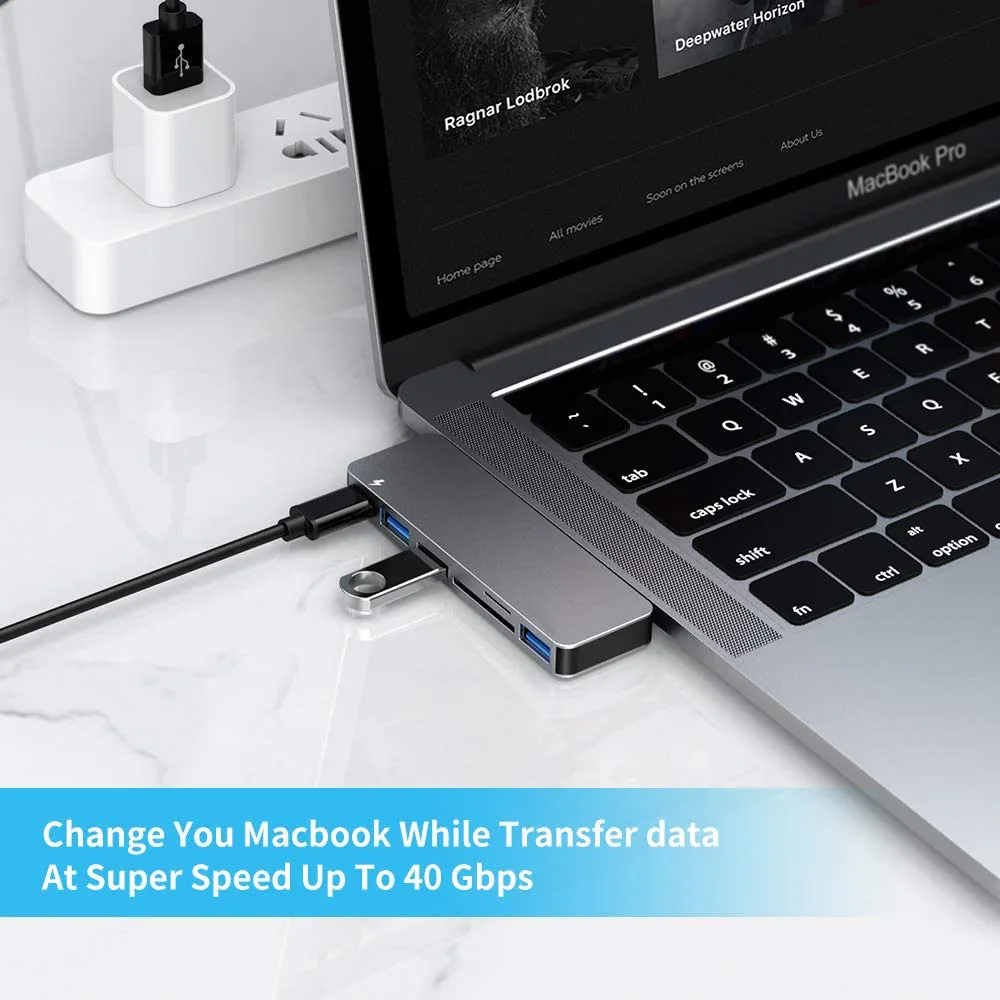 USB C Hub для MacBook Pro/Air 2020 2019 2018 6 в 1 Type Adapter Pro 13 и 15 дюймов с 3 TF/SD USB-C PD | Компьютеры офис