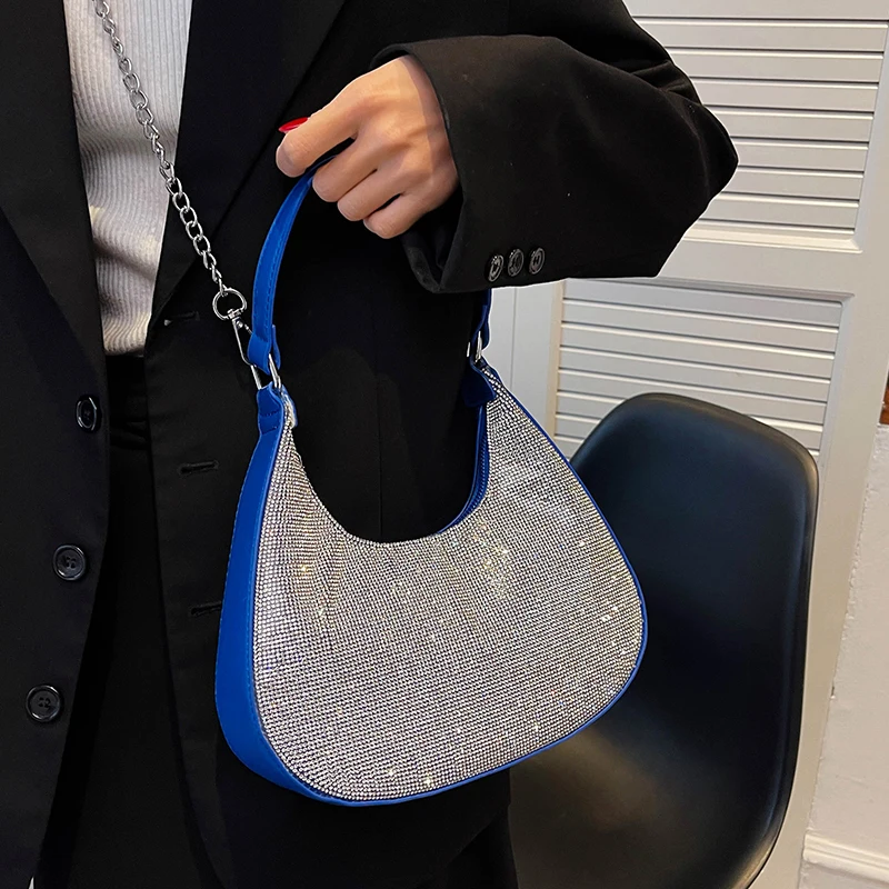 Роскошный брендовый дизайнерский Блестящий Хобо с бриллиантами женские сумки