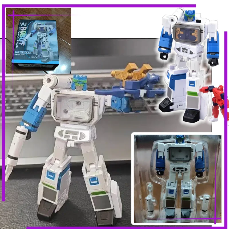 Фото 【В наличии】SD-01B Soundwave White: Премиальная окрашенная мини-фигурка-трансформер с кассетами Laserbeak и Ravage №1