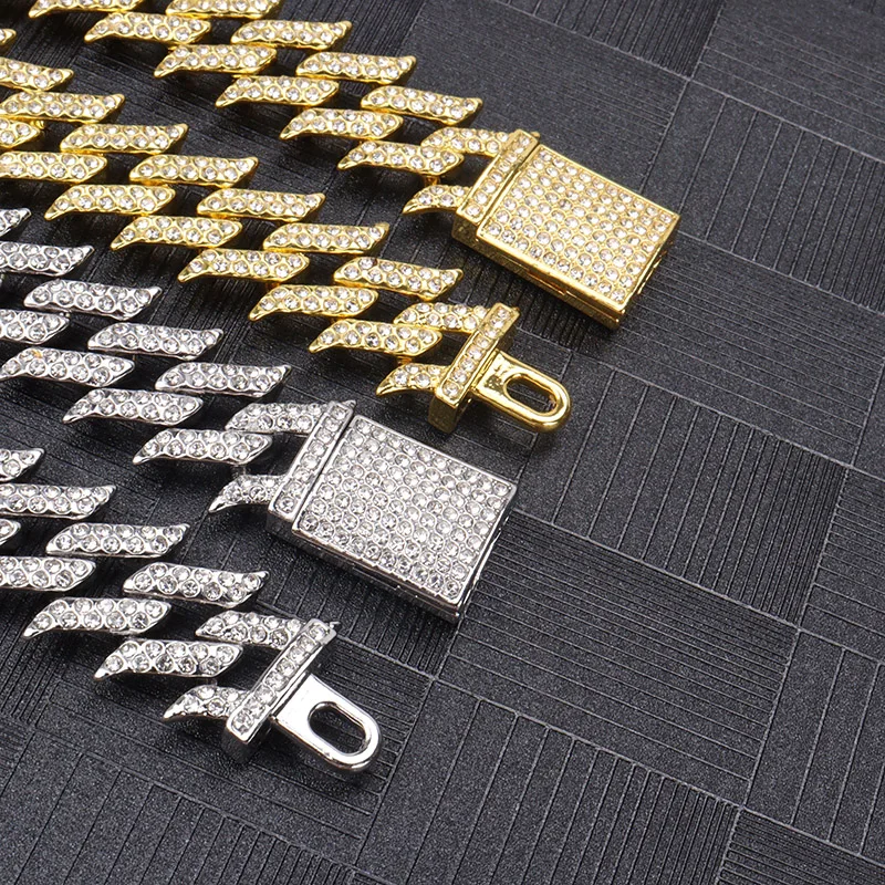 Man Bracelet Luxury Designer 18mm Spikes Thorny Jewelry Diamond Gold Plated Punk Accessories Aesthetic Crystal Chain Bracelet