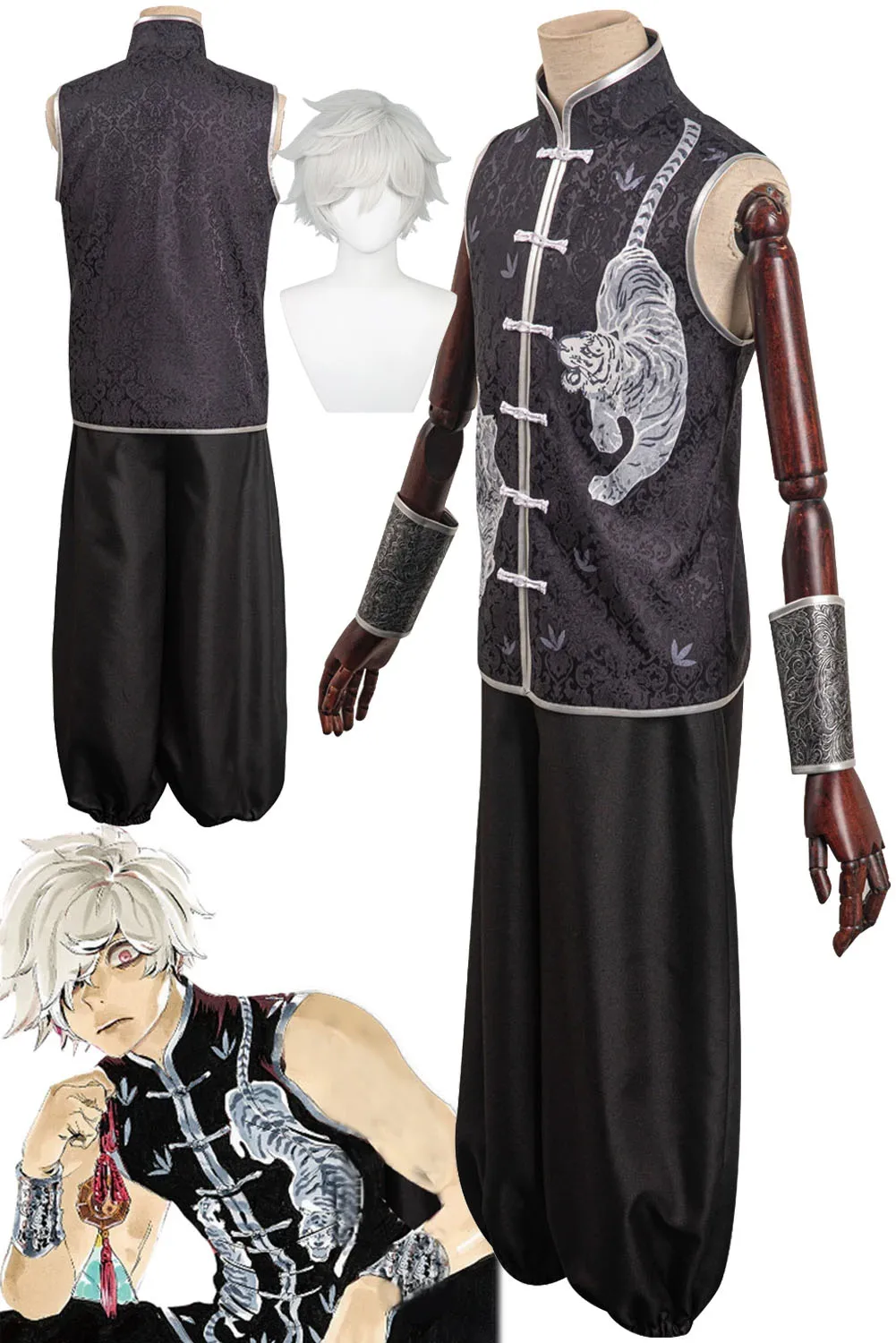 

Костюм для косплея аниме Jigoku Raku Gabimaru, жилет, штаны, парик, мужская фантазия, одежда для Хэллоуина, карнавала, вечеринки, Маскировка для мальчи...