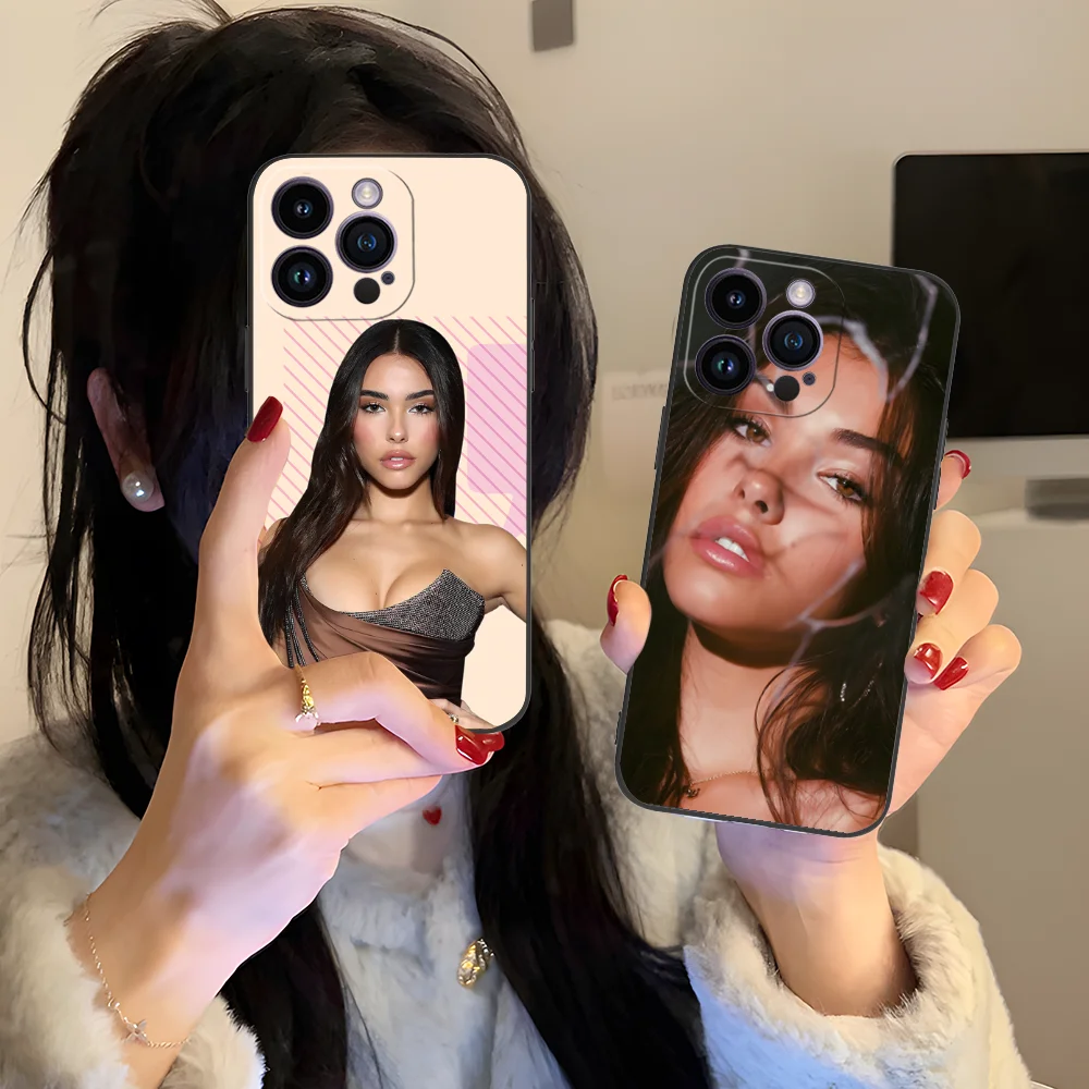 Чехол для телефона Madison Beer iPhone 16 15 14 13 12 11 X XR XS 8 7 Pro Max Plus мини-черный чехол смартфона