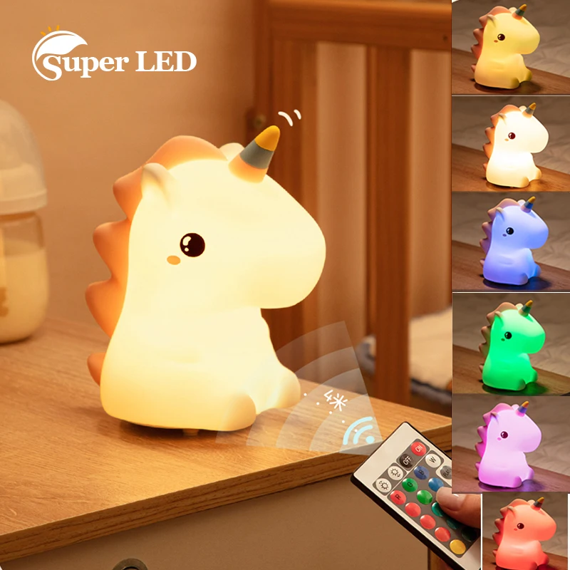 

Sleeping Night Light for Kids Toy New Year Christmas Gifts Carton Animal Baby Night Lamp Unicorn Led Desk Table Decoration