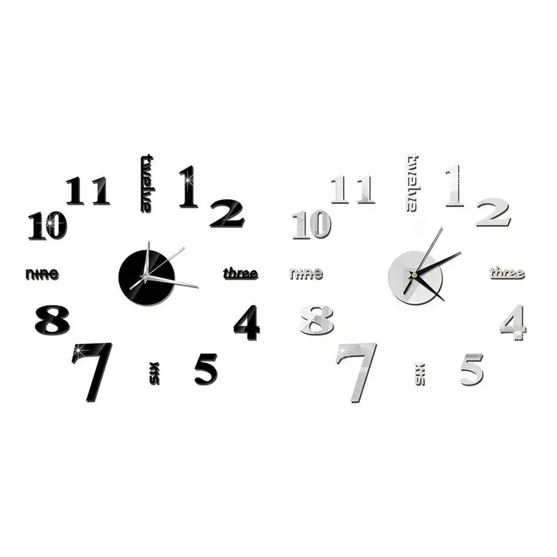 

Hot DIY Wall Clock Modern Large 3D Wall Clock With Acrylic Mirror Numbers Stickers For Living Room Home Office Decorations