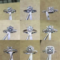with certificate wedding bands for women cubic zirconia stone white gold color trendy jewelry bridal engagement ring s925 stamp