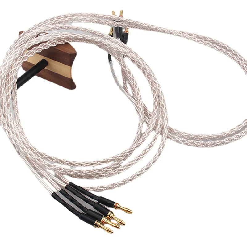 

Hifi Hi-End Audio Speaker Cable Wire Silver Single Crystal Copper Core Micro Space Core Amplifier Y-Y Banana Plug A Pair