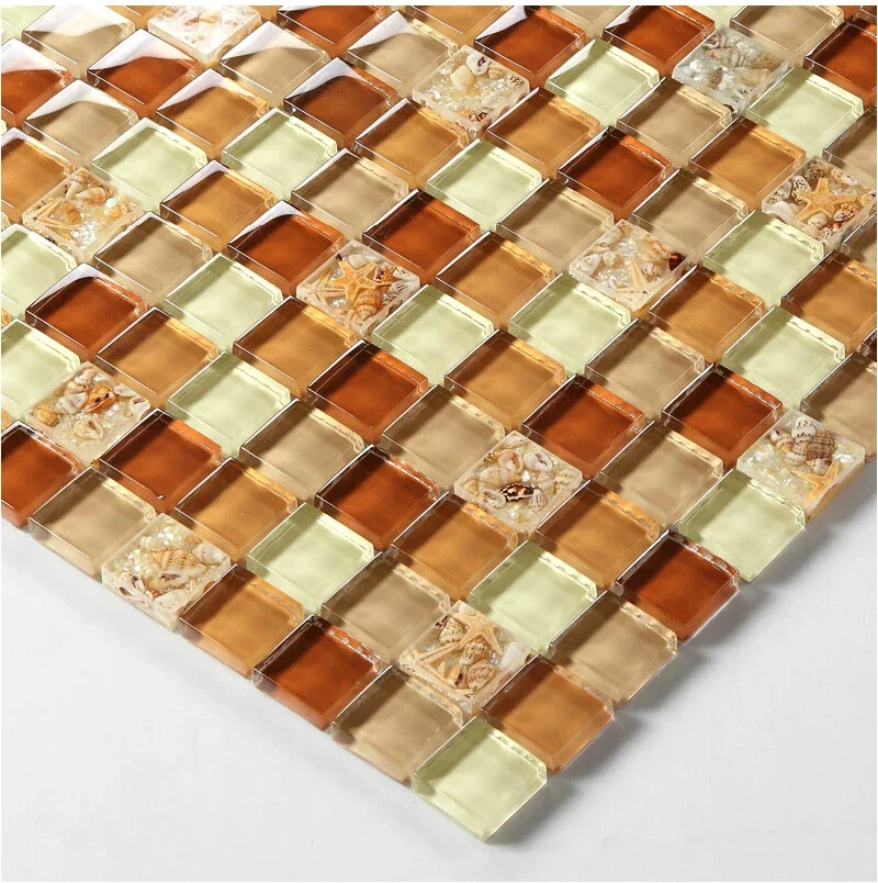 Фото Sea Shell Crystal Glass moisac стеклянная мозаика настенная плитка плитка для ванной комнаты обои для бассейна №1