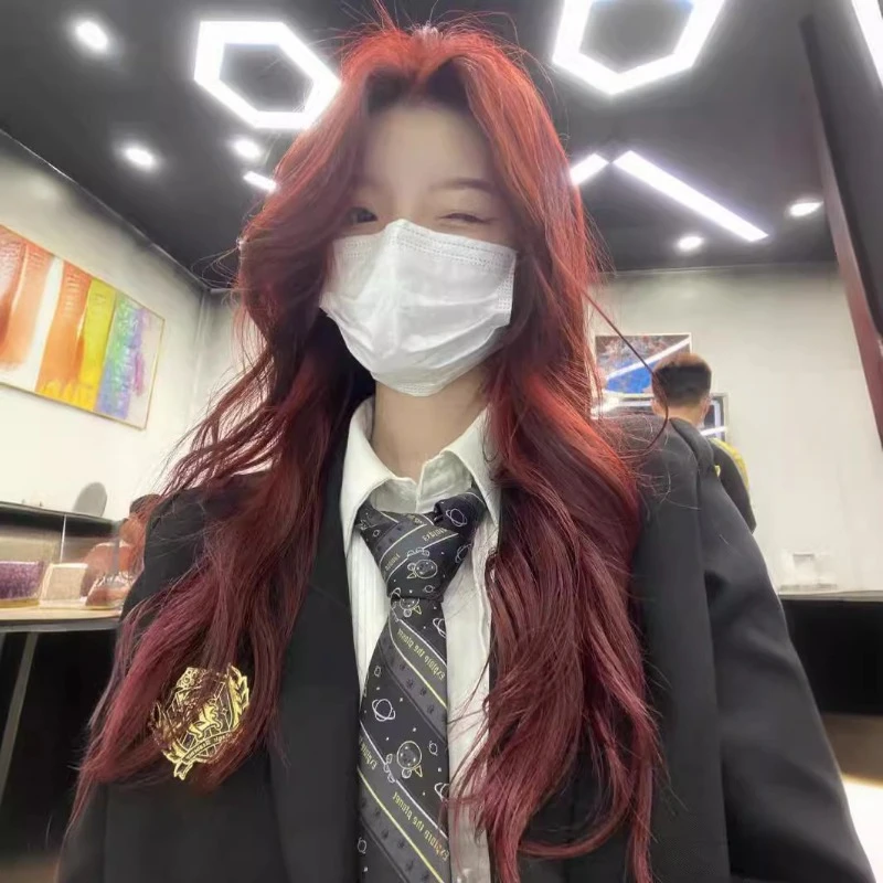 Женские длинные волнистые парики розово-красные для косплея Лолиты натуральные