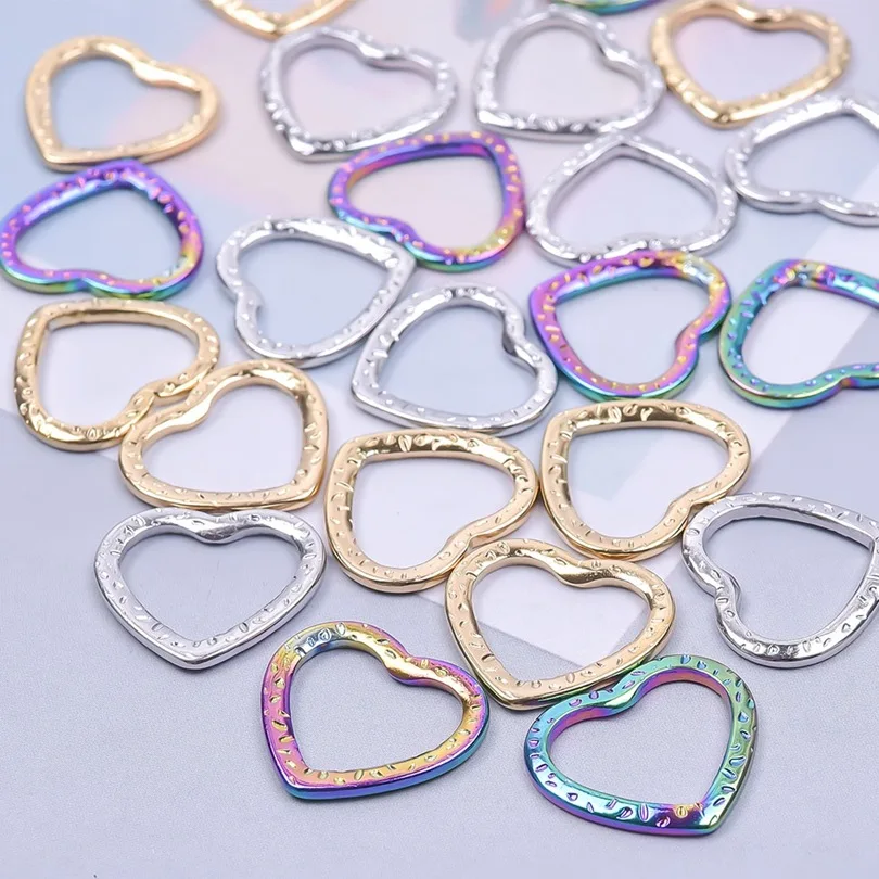 5 шт. DIY 316L Нержавеющая сталь 16x18 мм узор в горошек любовь цвет золото подвески для