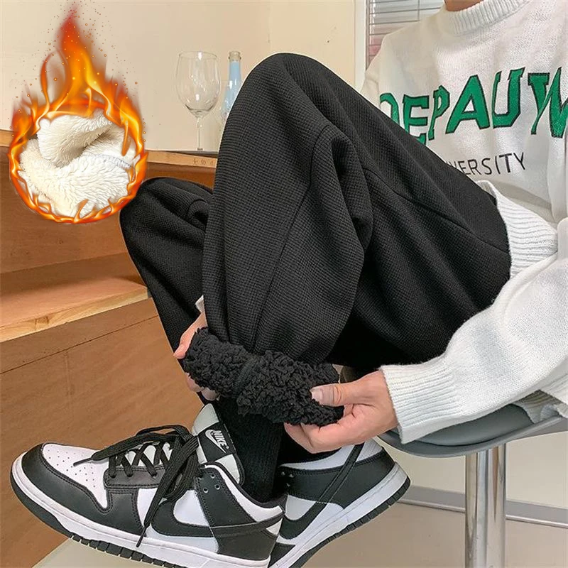 Зимние мешковатые спортивные штаны на подкладке из овечьей шерсти шнуровке с