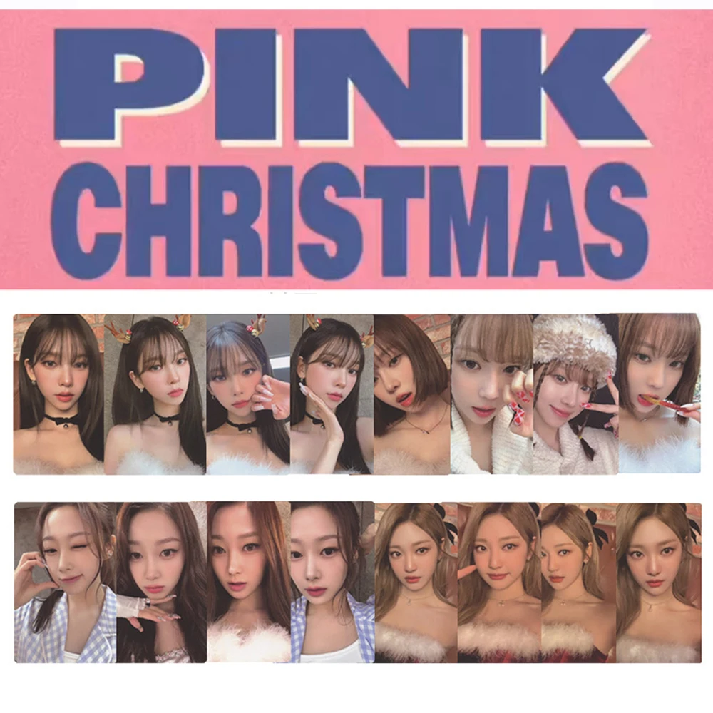 

KPOP aespa PINK CHRISTMAS Trading Cards Selfie LOMO Cards Karina Winter Giselle 4pcs Personal Photocards Fans Collections