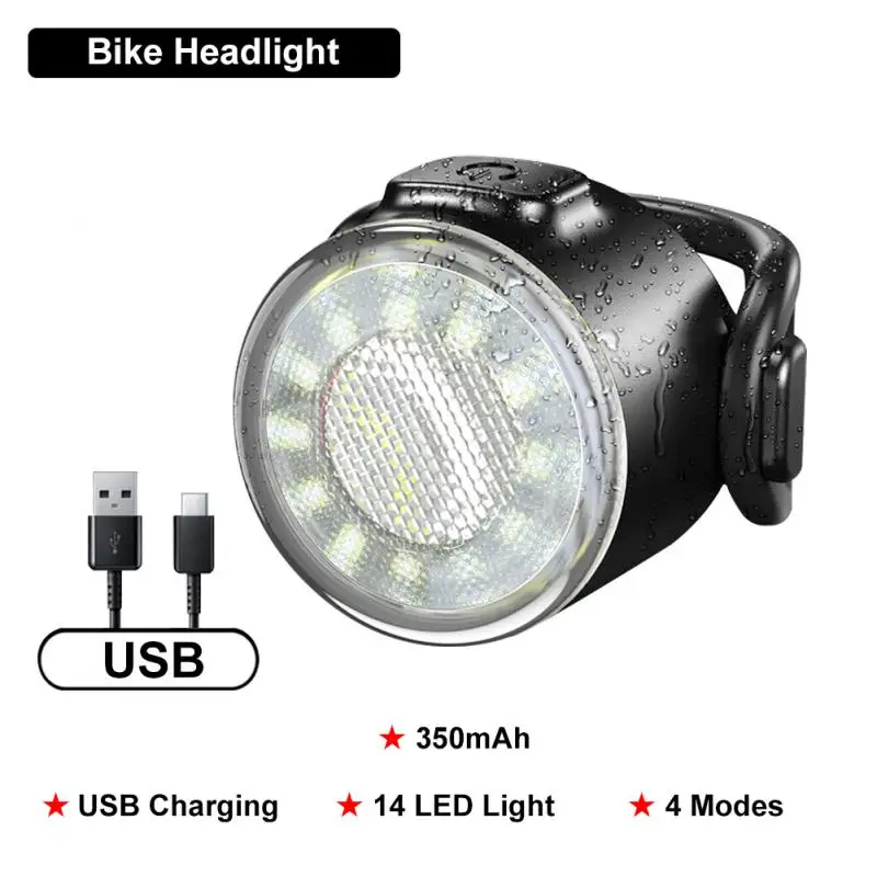 

LED Bicycle Rear Light Headlight Taillight Waterproof USB Rechargeable Front And Rear Bike Lamp Set 4 Mode Safety Warning Lamp