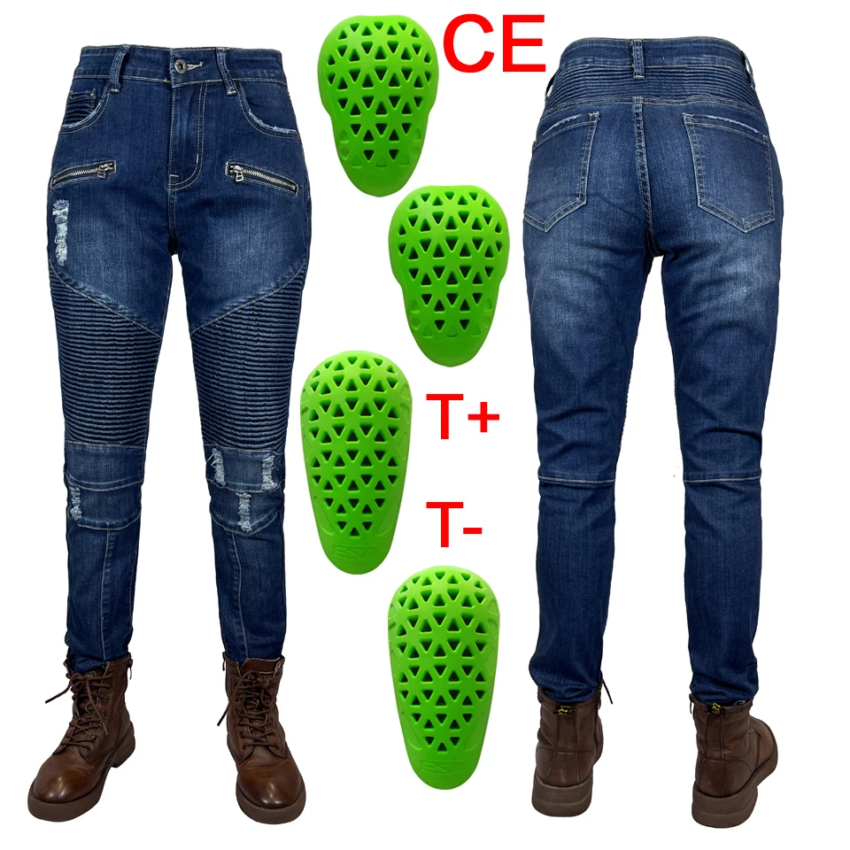 Мотоциклетные синие джинсы Four Seasons уличные брюки для верховой езды теплые с