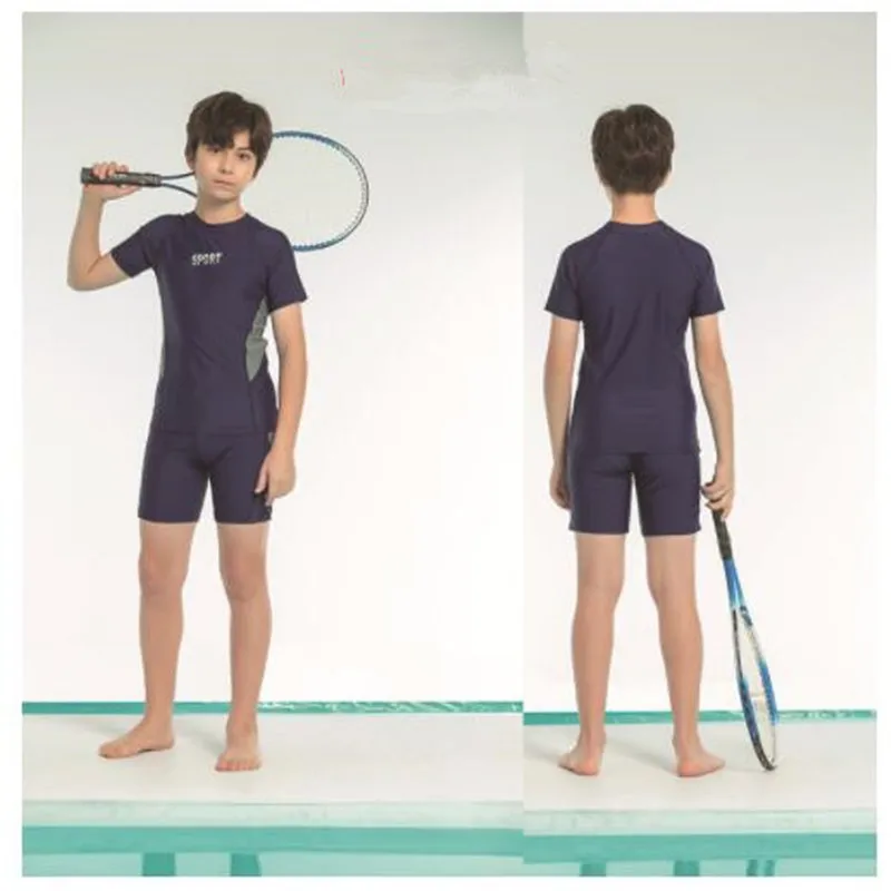 

Детские спортивные купальники с разрезом и короткими рукавами, пятиконечные брюки, детский купальник большого размера, костюм для подводно...