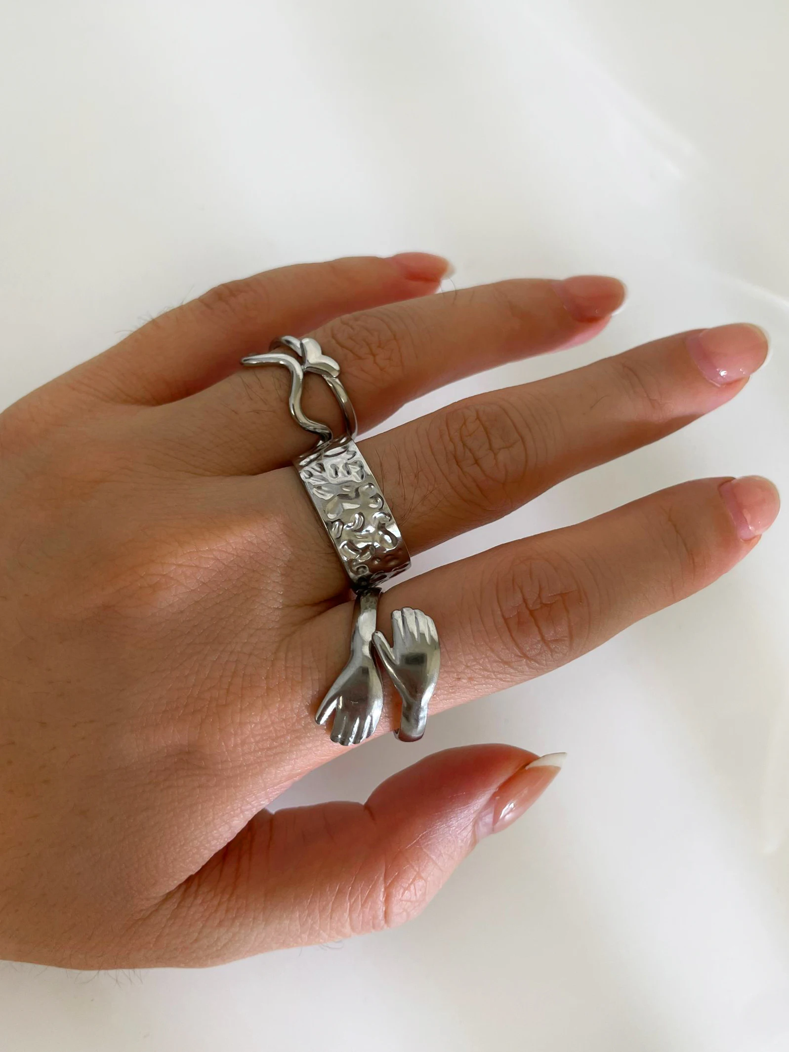 GHIDBK модные кольца из нержавеющей стали романтическая любовь резное кованое