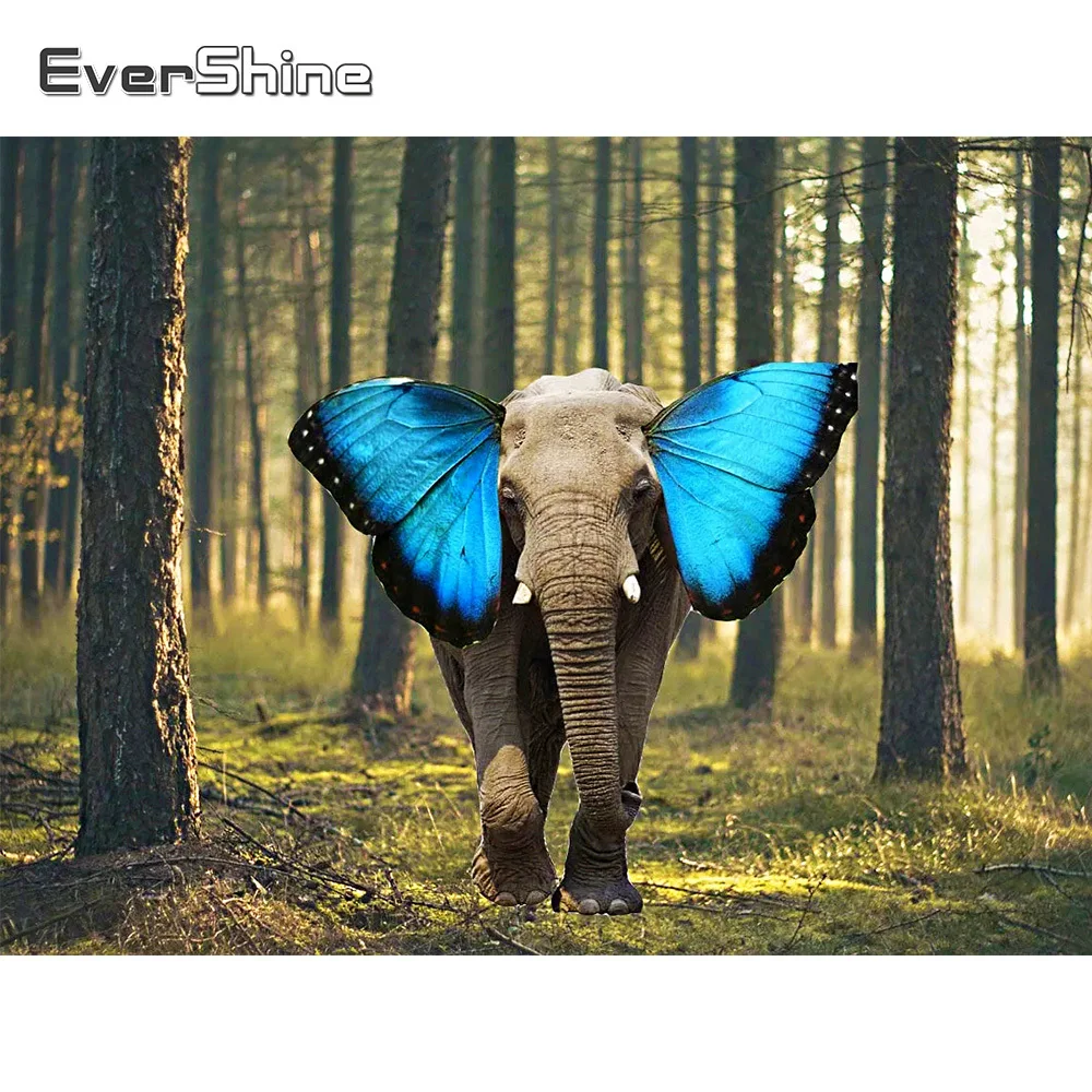 

Evershine Алмазная вышивка слон картина стразами декор для дома Алмазная мозаика бабочка вышивка крестиком Алмазная живопись животные рукоделие хобби искусство стены