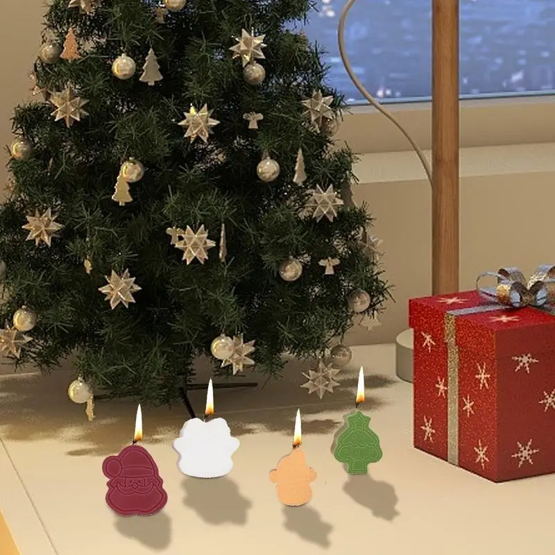 Рождественские силиконовые формы 3D форма для желе антипригарная 4 полости в