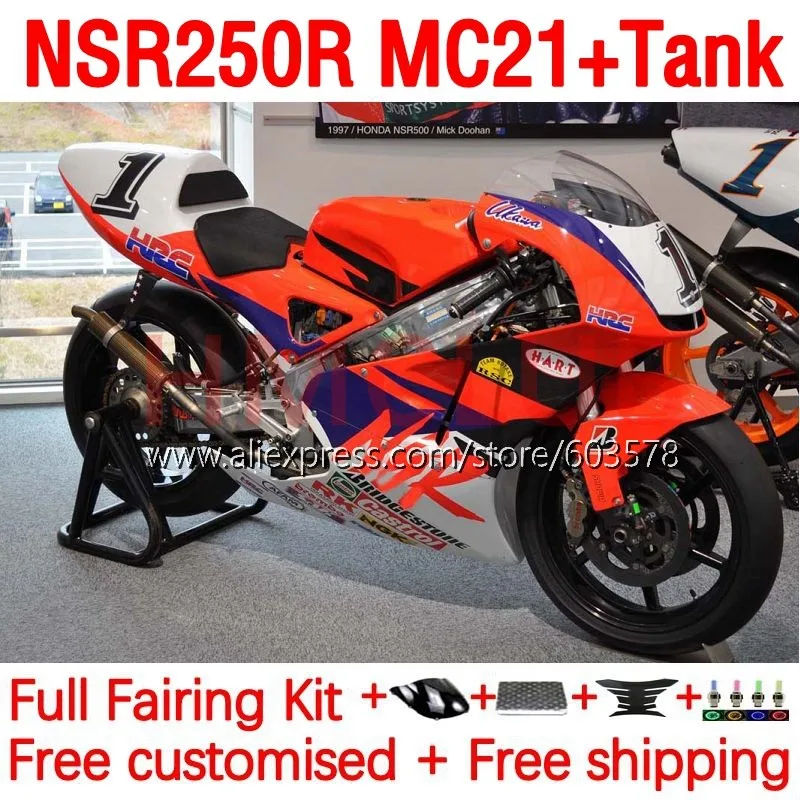 

+Tank Injection For HONDA NSR250 NSR 250R 250 R RR CC MC21 NSR250R 90 91 92 93 1990 1991 1992 1993 Fairing 194No.85 orange red