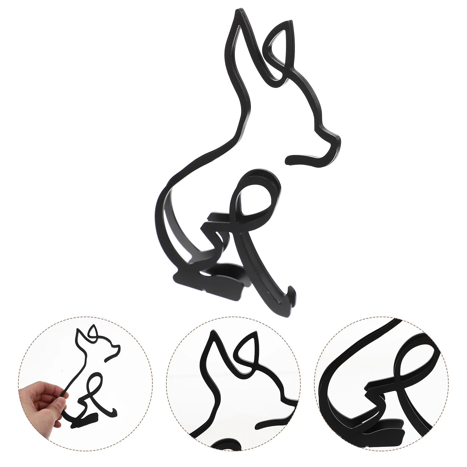 

Dogwall Sculpture Metal Iron Decor Statue Minimalist Animal Black Figurine Sign Abstract Minimalistic Puppy Decoration Ornament
