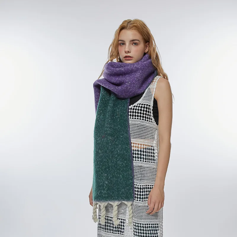 USPOP двухсторонний имитационный кашемировый шарф ручной работы для женщин Зимняя