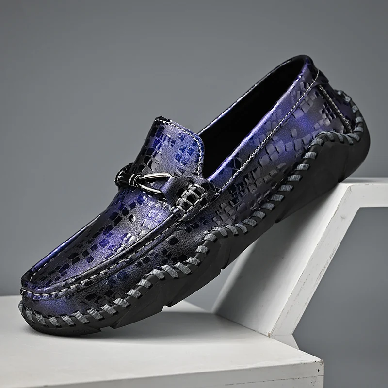 

Новинка 2022, мужская повседневная обувь, лоферы ручной работы, Мужская удобная обувь без застежки, Мужская молодежная обувь хорошего качеств...