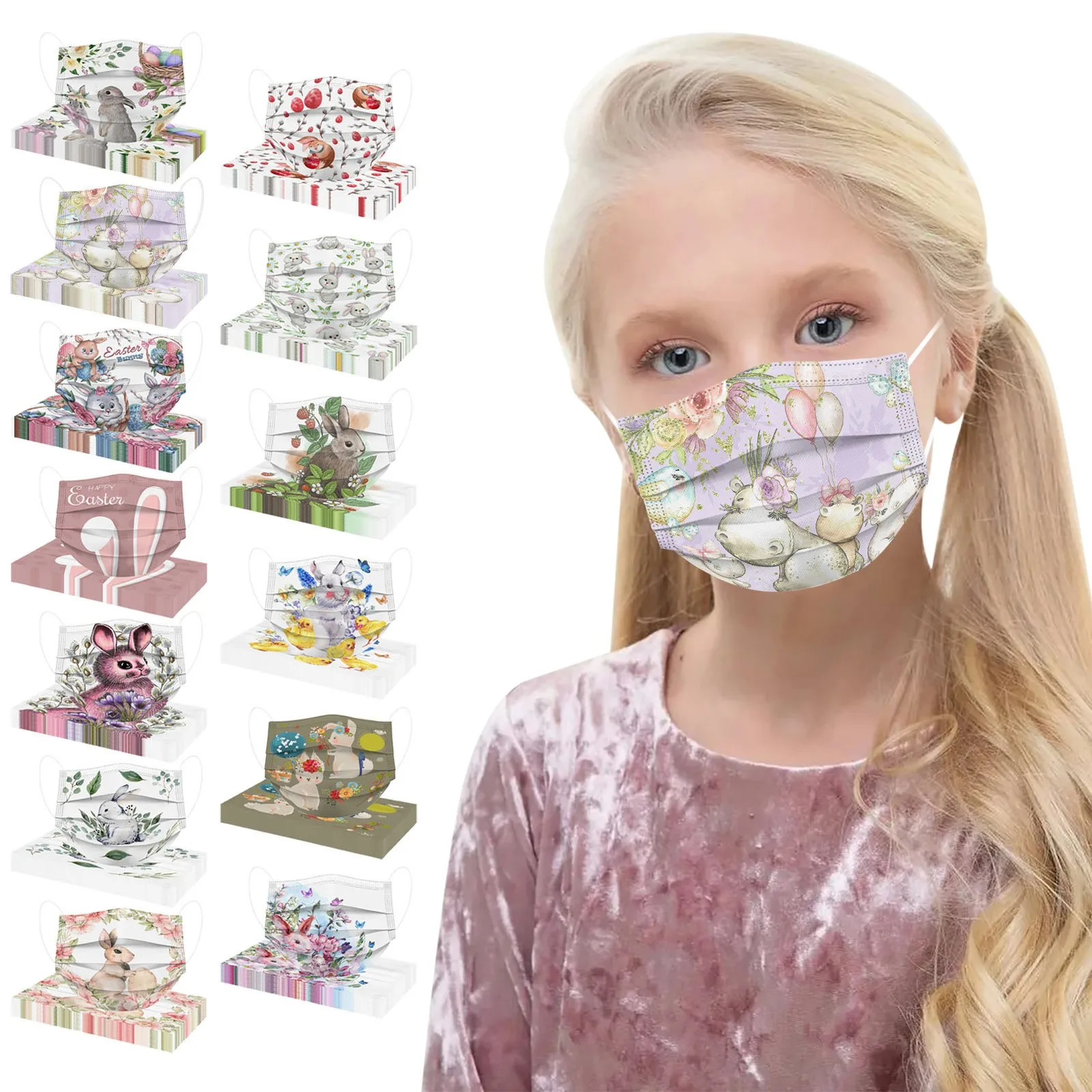 

10 шт., ультратонкие маски для мальчиков и девочек, с принтом кролика
