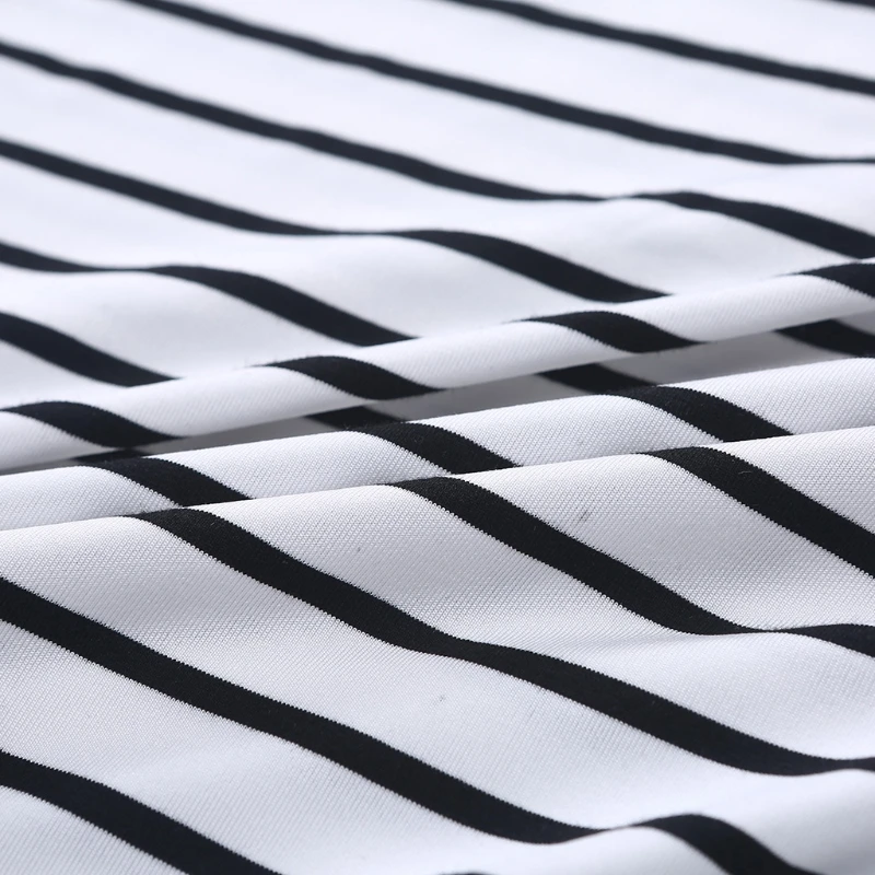 

M89E Lady Sexy V-neck Halter Vest Dress Sleeveless Black White Stripes Long Dress