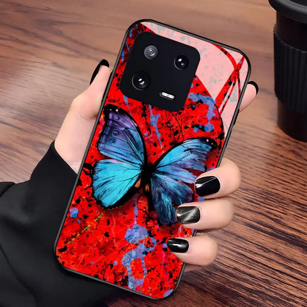 Фото Чехол для телефона E-ed-S-sheera-n для Xiaomi 15 14 13 12 Mi 11 X T Ultra Pro Lite 5G, черный, стеклянный №3