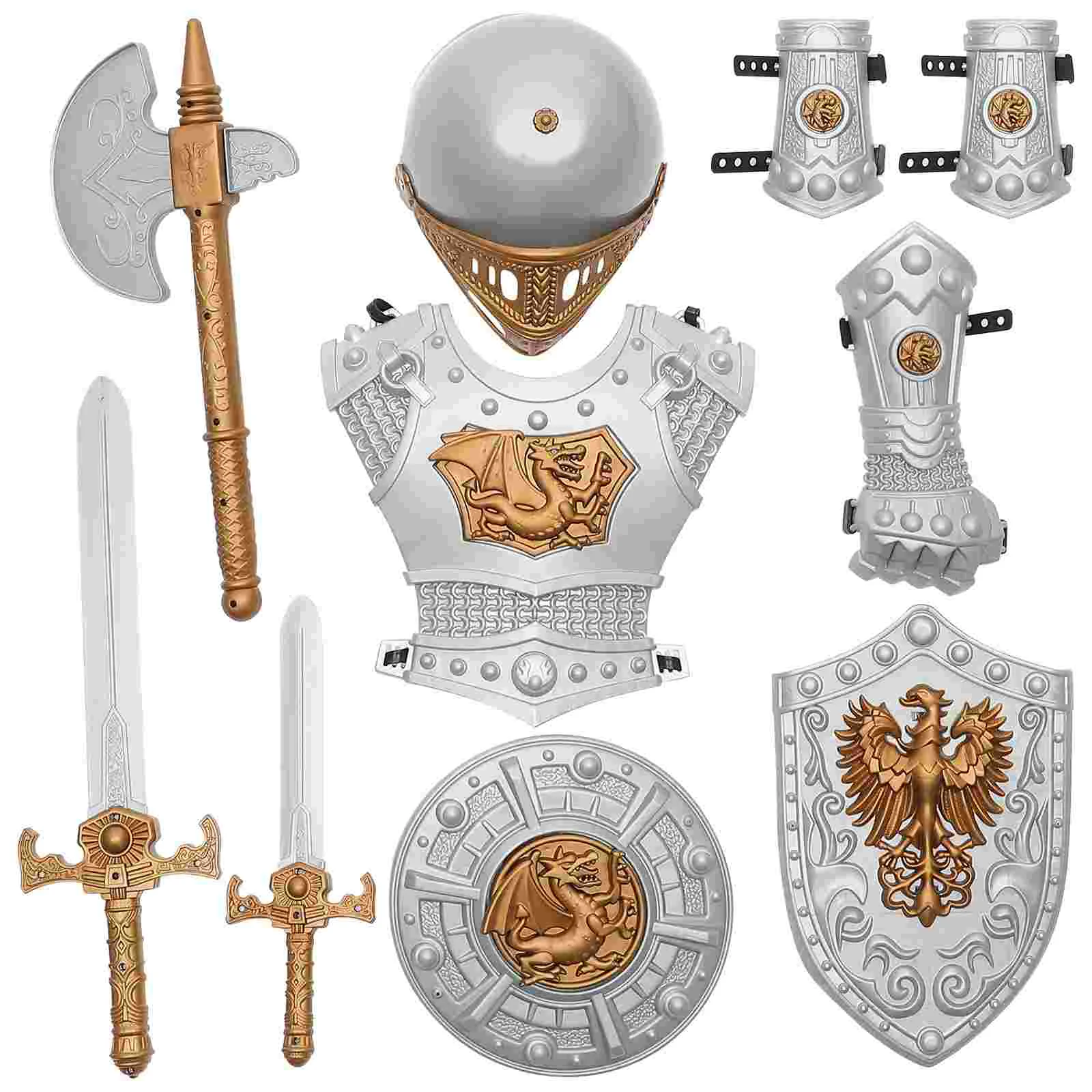 Костюм рыцаря щит костюм броня для представлений мечи Детский комплект платье