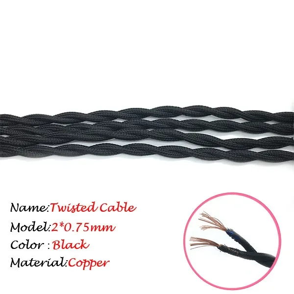 

2x0,75 винтажный электрический трос, витой кабель, плетеный тканевый провод в стиле ретро, сделай сам, светодиодный подвесной светильник, провод, винтажный шнур для лампы