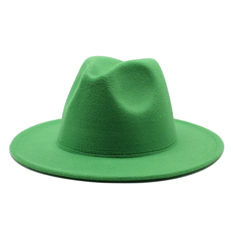 

Men Fedora Unisex Solid Color Fedora Hat Women's Wide Brim Jazz Top Hat Autumn Winter British Retro Panama Hat