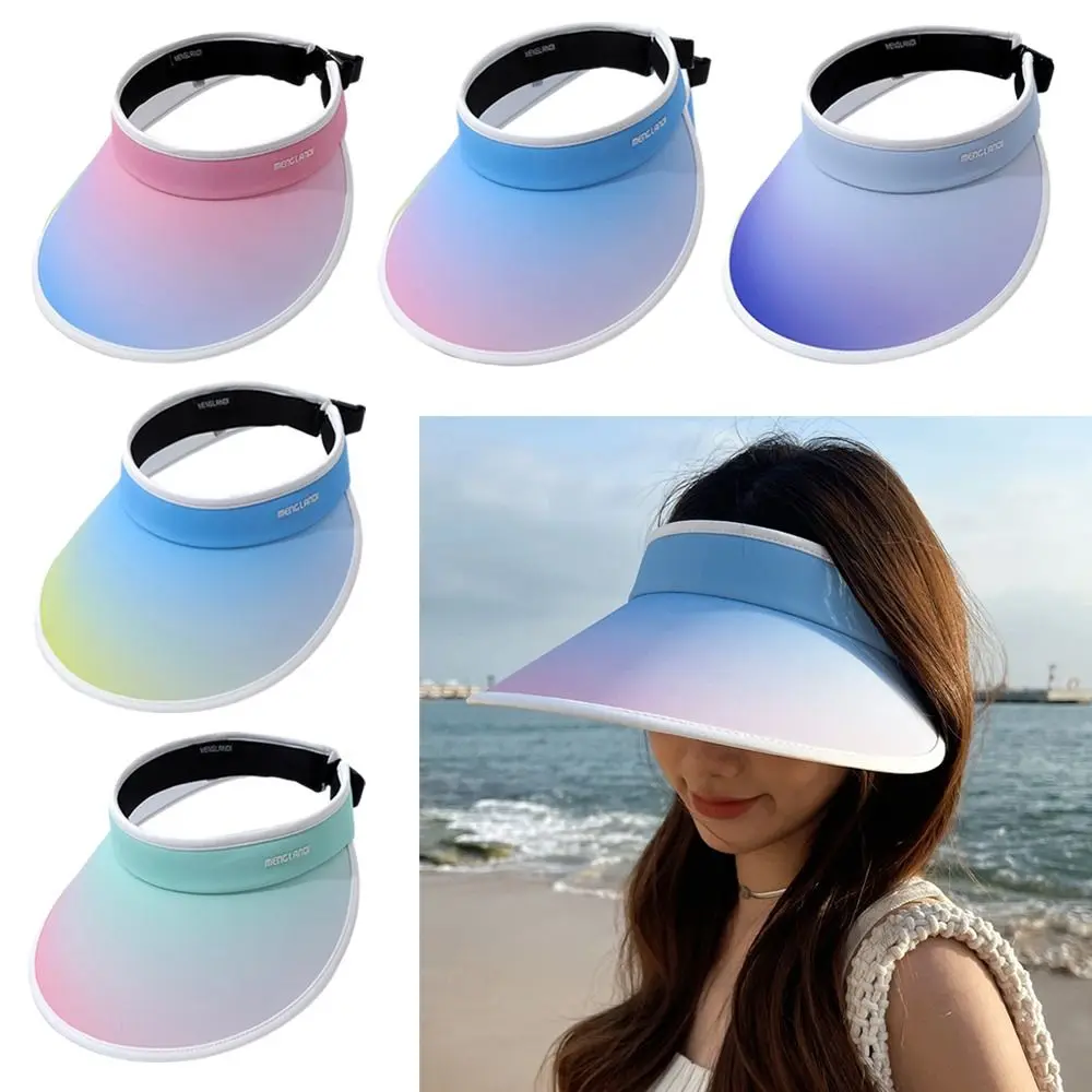 

Handmade Gradient Visor Caps Empty Top Cycling UV Resistant Sun Hat Women's Sun Hats Face Blocking Hat Beach Hat