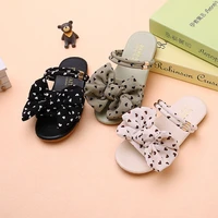 bow knot print kids shoes soft sole no slip casual girl sandals open toe ankle strap flat summer beach slippers