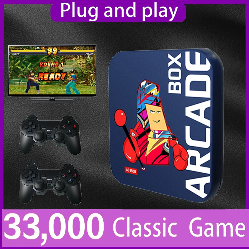 2023 Arcade Box Game 33000Games Console for PS1/DC/Naomi  4K HD Display on TV Projector 64GB Classic Retro Super Console Monitor