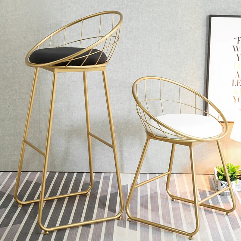 

Скандинавский барный стул, высокий стул, простой золотистый барный стул из кованого железа, золотой стул, современный обеденный стул, скандинавские спинки для отдыха