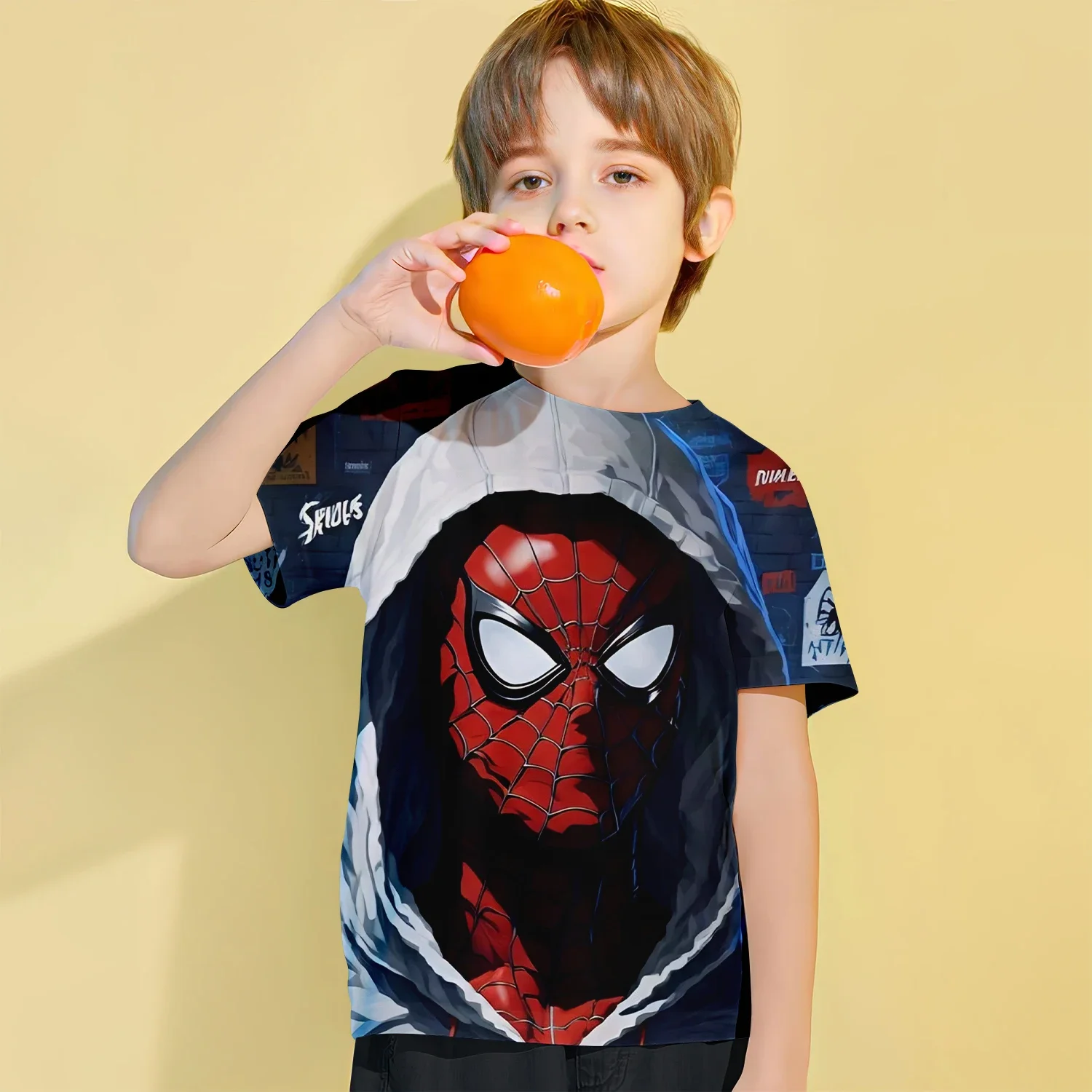 Детская летняя быстросохнущая дышащая футболка с короткими рукавами супергерой